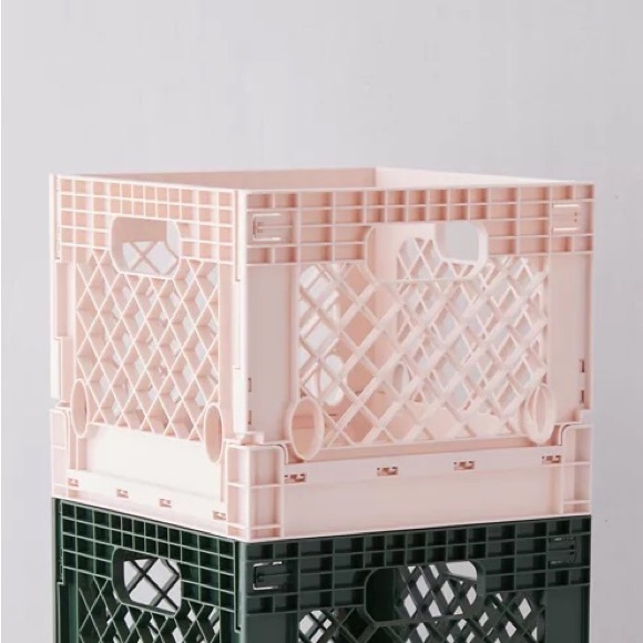 Blush Pink Felix Folding Square Storage Crate - Picture 1 of 6